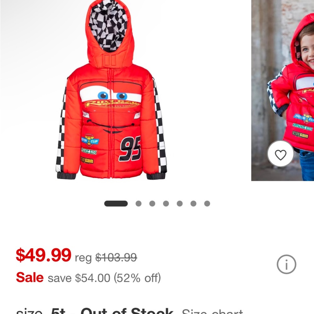 Disney Cars Red Hooded Jacket for Kids